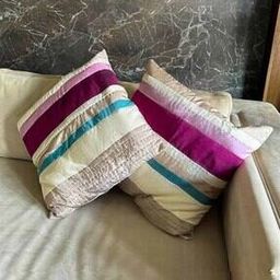 Decorative Shiny Art Silk Patch Cushion Cover-image-77