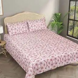 Floral Woven Queen-Size Reversible Bedsheet with Pillow Covers-image-25