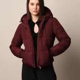Women Regular Fit Puffer Jacket with Slip Pockets-image-1