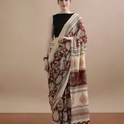 jaipur kurti Women Floral Print Pure Cotton Mulmul Saree-picture-22