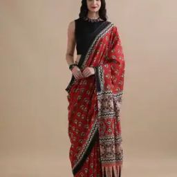 Women Floral Print Pure Cotton Saree-image-48