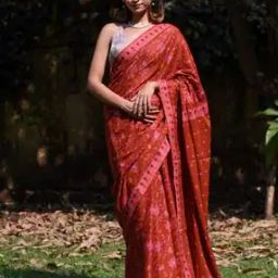 Floral Print Cotton Saree-image-20