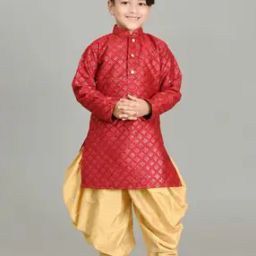 Boys Embellished Kurta Pyjama Set-image-13