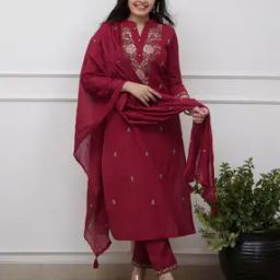 Women Embroidered Straight Kurta Set-image-67