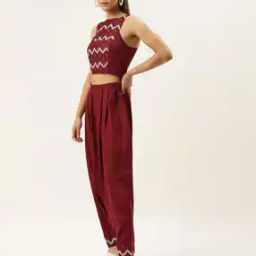 Chevron Print Pant-Suit Set with Embroidery-picture-4