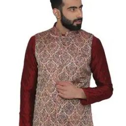 Nehru Jacket with Woven Pattern-image-58