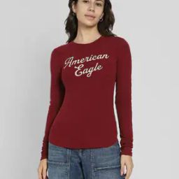 american eagle Women Logo Print Fitted Crew-Neck T-Shirt-picture-13