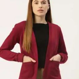 Women Front-Open Regular Fit Shrug with Patch Pockets-42