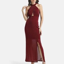 Women Halter-Neck A-Line Dress-image-3