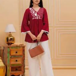 Women Embroidered Flared Tunic-image-35