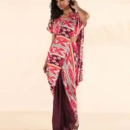 Women Ikat Print Back Open Blouse-52
