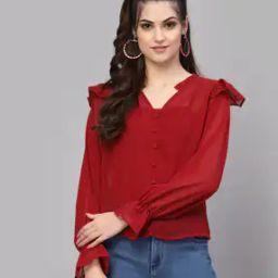 Georgette Top with Flounce Sleeves-image-1