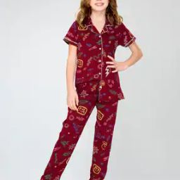 Girls Graphic Print Cotton Shirt & Pyjamas Set-image-67