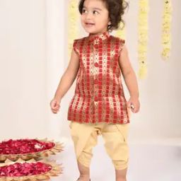 Boys Woven Kurta Dhoti Set-image-25