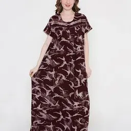 nightspree Women Abstract Nightgown with Round Neck-picture-17