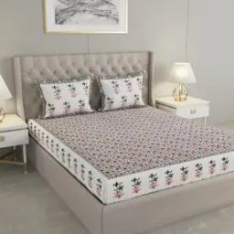 330 TC Floral Print King-Size Bedsheet with Pillow Covers-31