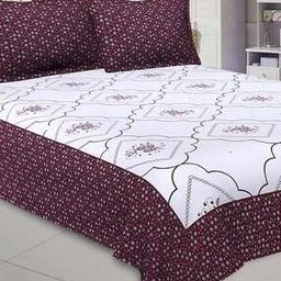 240TC Floral Print Double Bedsheet with Pillow Covers-image-98