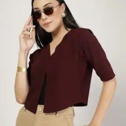Women Regular Fit V-Neck Shrug-image-47