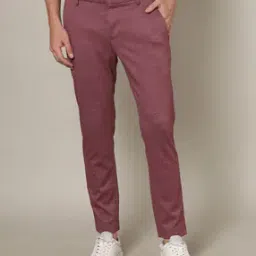 Men Heathered Flat-Front Tapered Fit Chinos-image-17