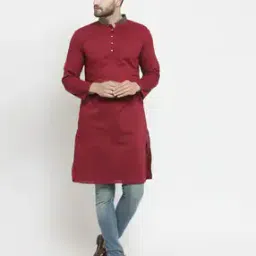 purple state Long Kurta with Mandarin Collar-picture-17