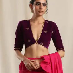 Velvet Embroidered Side-Open Blouse-picture-46