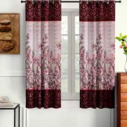 Set of 2 Leaf Print Window Curtains-27