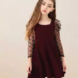 Girls Round-Neck Fit & Flare Dress-image-42
