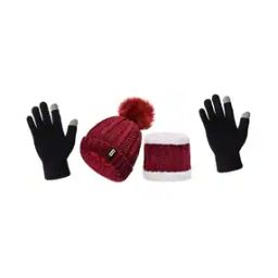 Unisex Cable-Knit Winter Beanie with Gloves & Mask-image-7