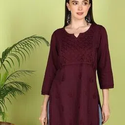 vahson Women Embroidered A-Line Kurti-picture-3