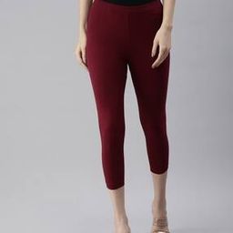 Mid-Calf Length Solid Leggings-image-55