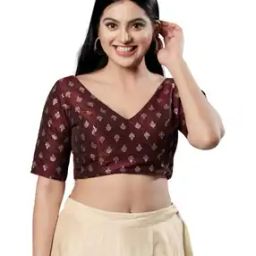 Women Back Open Blouse with Tie-Up Detail-image-88