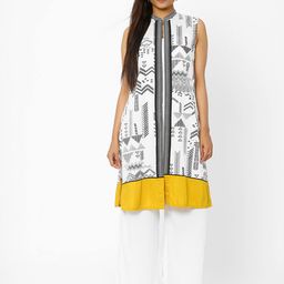 w Printed Open-Front Gilet image 1