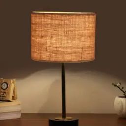 Jute Table Lamp with Wood Base-5