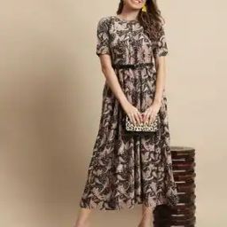 tromko Women Paisley Print Gown Dress with Belt-picture-10