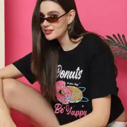tromko Women Graphic Print Regular Fit Crew-Neck Crop T-Shirt-picture-16