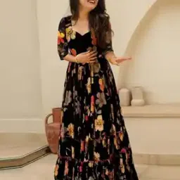 leia Women Floral Print Gown Dress-picture-3