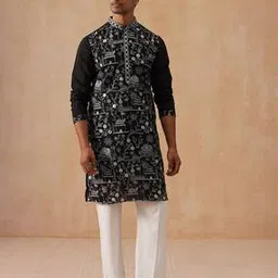 jompers Men Regular Fit Embroidery Short Kurta-picture-12