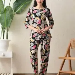 ichaa Women Floral Print Top & Pyjamas Set-picture-3