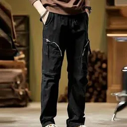 alpha tribe Men Mid-Rise Relaxed Fit Cargo Pants-picture-1