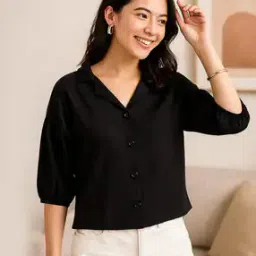 leia Women Regular Fit Shirt with Cuban Collar-picture-12