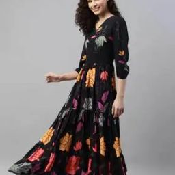 femvy Women Floral Print Fit & Flared Dress-picture-10