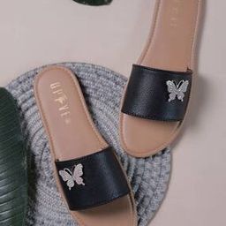 opive fashion hub Women Embellished Slip-On Slides-picture-21