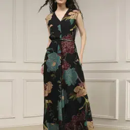 biba Women Floral Print V-Neck Jumpsuit with Belt-picture-36
