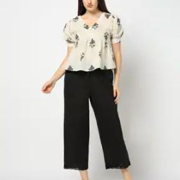 Women Regular Fit Palazzos with Lace Overlay-image-58