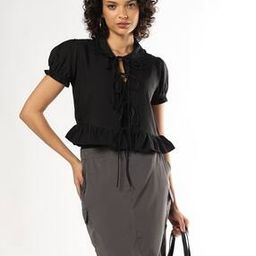 Women Regular Fit Shirt with Neck Tie-Up-image-31
