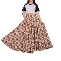 Women Printed Flared Maxi Skirt-image-35