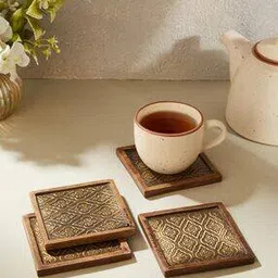 fabindia Set of 4 Wooden Coasters-picture-18