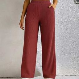 tromko Women Ribbed Relaxed Fit Trousers-picture-2