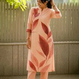 bindudi Women Leaf Print No Darts Straight Kurta-picture-33