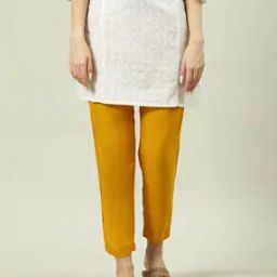Women Straight Fit Pants with Elasticated Waist-image-101